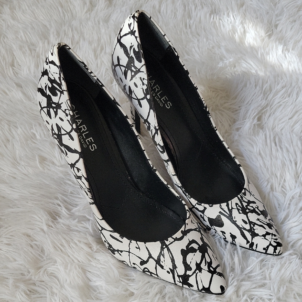 Charles David Monochrome Abstract Heels
